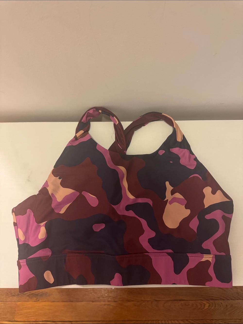 Fabletics Pink Purple Brown Camouflage High Intensity Sports Bra
